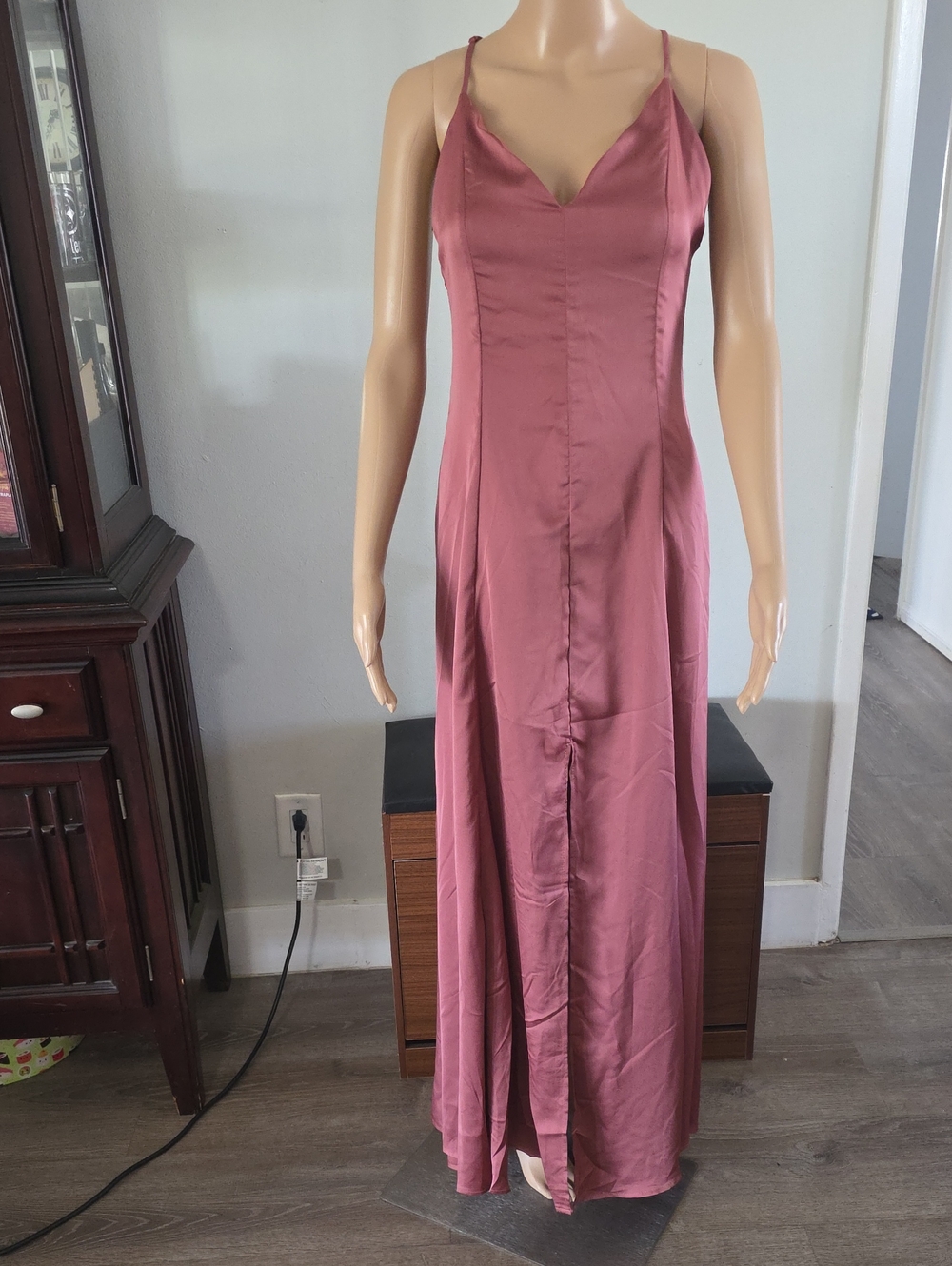 Olivaceous Mauve Pink Satin Maxi Slip Dress